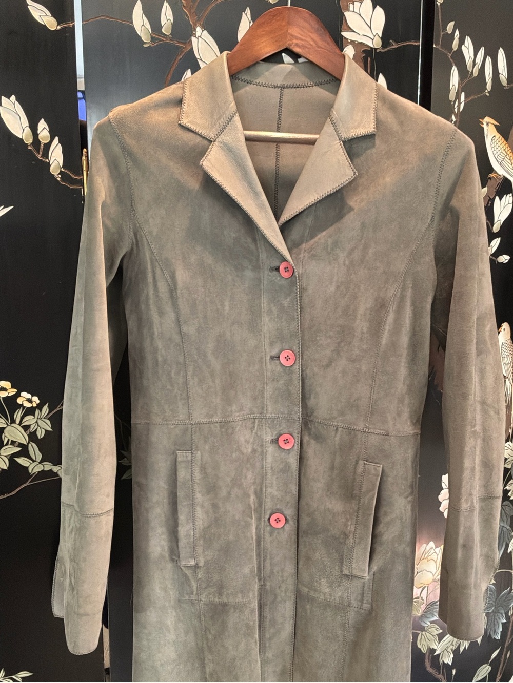 Luxury Reversible Lambskin Suede & Nappa Leather Mid-Length Blazer Coat